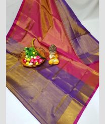purple and magenta red colour kanchi cotton sarees with All over design