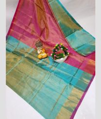 purple and cyan colour kanchi cotton sarees with All over design