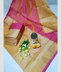magenta red and sand colour kanchi cotton sarees with All over design