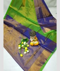 green and light blue colour kanchi cotton sarees with All over design