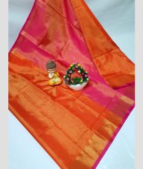purple and orange colour kanchi cotton sarees with All over design
