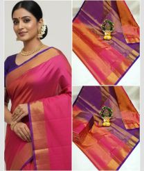 magenta red and purple colour kanchi cotton sarees with All over design