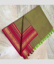 light green colour kanchi cotton sarees with Line Border design