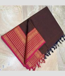 maroon colour kanchi cotton sarees with Line Border design
