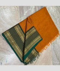 orange colour kanchi cotton sarees with Line Border design
