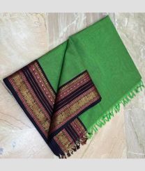 cyan colour kanchi cotton sarees with Line Border design