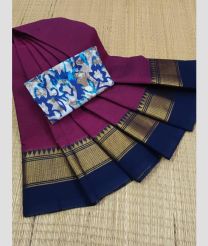 purple colour kanchi cotton sarees with Line Border design