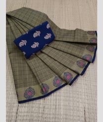 gray colour kanchi cotton sarees with Line Border design