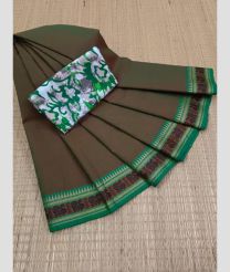 gray colour kanchi cotton sarees with Line Border design