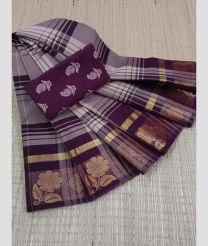 charcoal colour kanchi cotton sarees with Line Border design