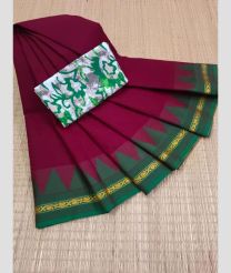 maroon colour kanchi cotton sarees with Line Border design