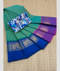 green colour kanchi cotton sarees with Line Border design