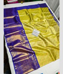 Mustard Yellow and Royal Blue kanchi lehengas with All over design
