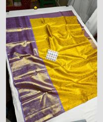 Yellow and Lite Purple kanchi lehengas with All over design