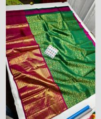 Green and Dark Magenta kanchi lehengas with All over design