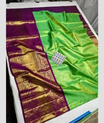 Elf Green and Purple kanchi lehengas with All over design