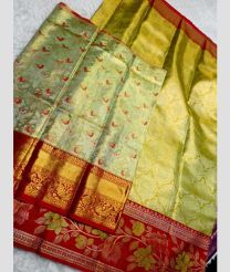 Fern Green and Red kanchi lehengas with All over design