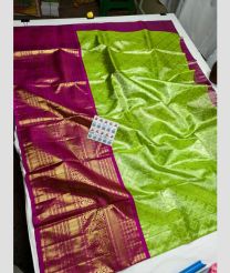 Parrot Green and Magenta kanchi lehengas with All over design