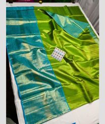 Parrot Green and Turquoise kanchi lehengas with All over design