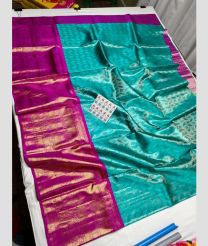 Cyan Blue and Magenta kanchi lehengas with All over design