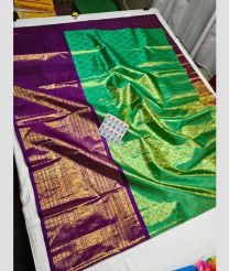 Elf Green and Plum Velvet kanchi lehengas with All over design