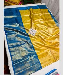 Yellow and Blue Ivy kanchi lehengas with All over design