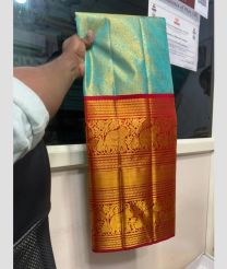 Turquiose and Red kanchi lehengas with all over jari design