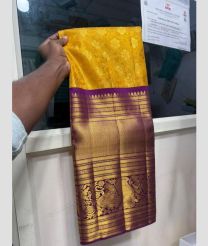 Yellow nd Purple kanchi lehengas with all over jari design