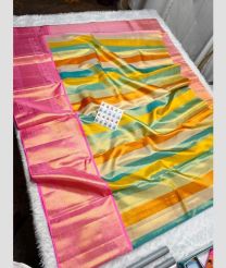 Yellow and Rose Pink kanchi lehengas with Kanchi Border design