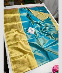 Blue and Golden kanchi lehengas with Kanchi Border design