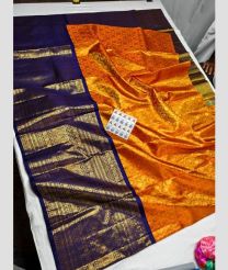 Orange and Navy Blue kanchi lehengas with Kanchi Border design