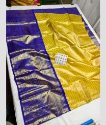 Golden Yellow and Royal Blue kanchi lehengas with Kanchi Border design