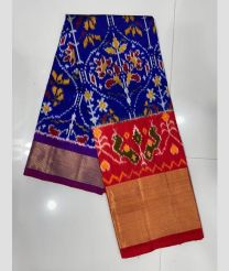 Royal Blue and Red kanchi lehengas with all over pochampally ikkat design