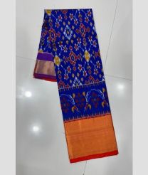 Royal Blue and Orange kanchi lehengas with all over pochampally ikkat design