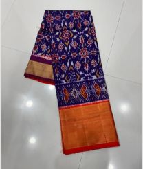 Navy Blue and Orange kanchi lehengas with all over pochampally ikkat design