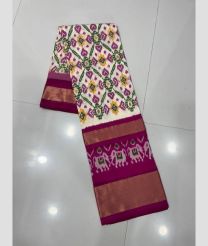 Half White and Pink kanchi lehengas with all over pochampally ikkat design