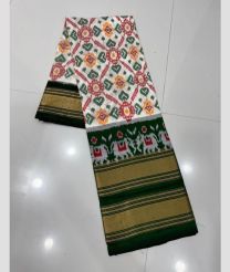 Half White and Pine Green kanchi lehengas with all over pochampally ikkat design