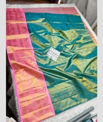 Blue Turquoise and Rose Pink kanchi lehengas with All over design
