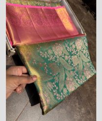 Pink and Mint Green kanchi pattu sarees with All over brocade design