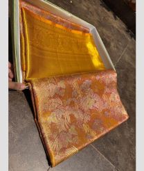 Yellow and Golden Yellow kanchi pattu sarees with All over brocade design