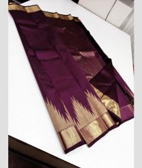 Plum Velvet and Golden kanchi pattu sarees with Temple Border design