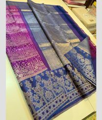Magenta and Navy  Blue kanchi pattu sarees with All over brocade design