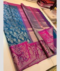 Blue Jay and Magenta kanchi pattu sarees with All over brocade design