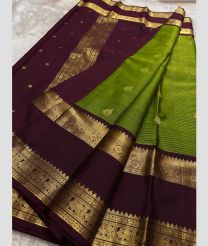 Plum Velvet and Parrot Green kanchi pattu sarees with All over Checks and Buttas design