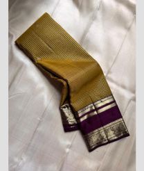 Mustard Yellow and Plum Velvet kanchi pattu sarees with All over Checks and Buttas design