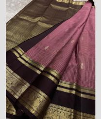 Rose Pink and Dark Chocolate kanchi pattu sarees with All over Checks and Buttas design