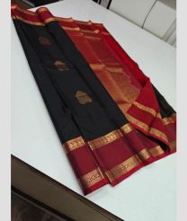 Black and Red kanchi pattu sarees with Double Border design