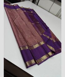 Brown and Purple kanchi pattu sarees with Double Border design