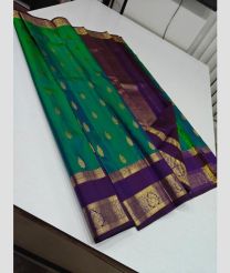 Green and Purple kanchi pattu sarees with Double Border design