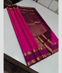 Pink and Magenta kanchi pattu sarees with Double Border design